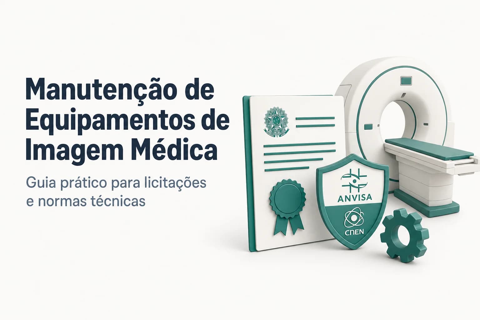 Capa do artigo sobre licitação para manutenção de equipamentos de imagem médica, com raio-x e tomógrafo.