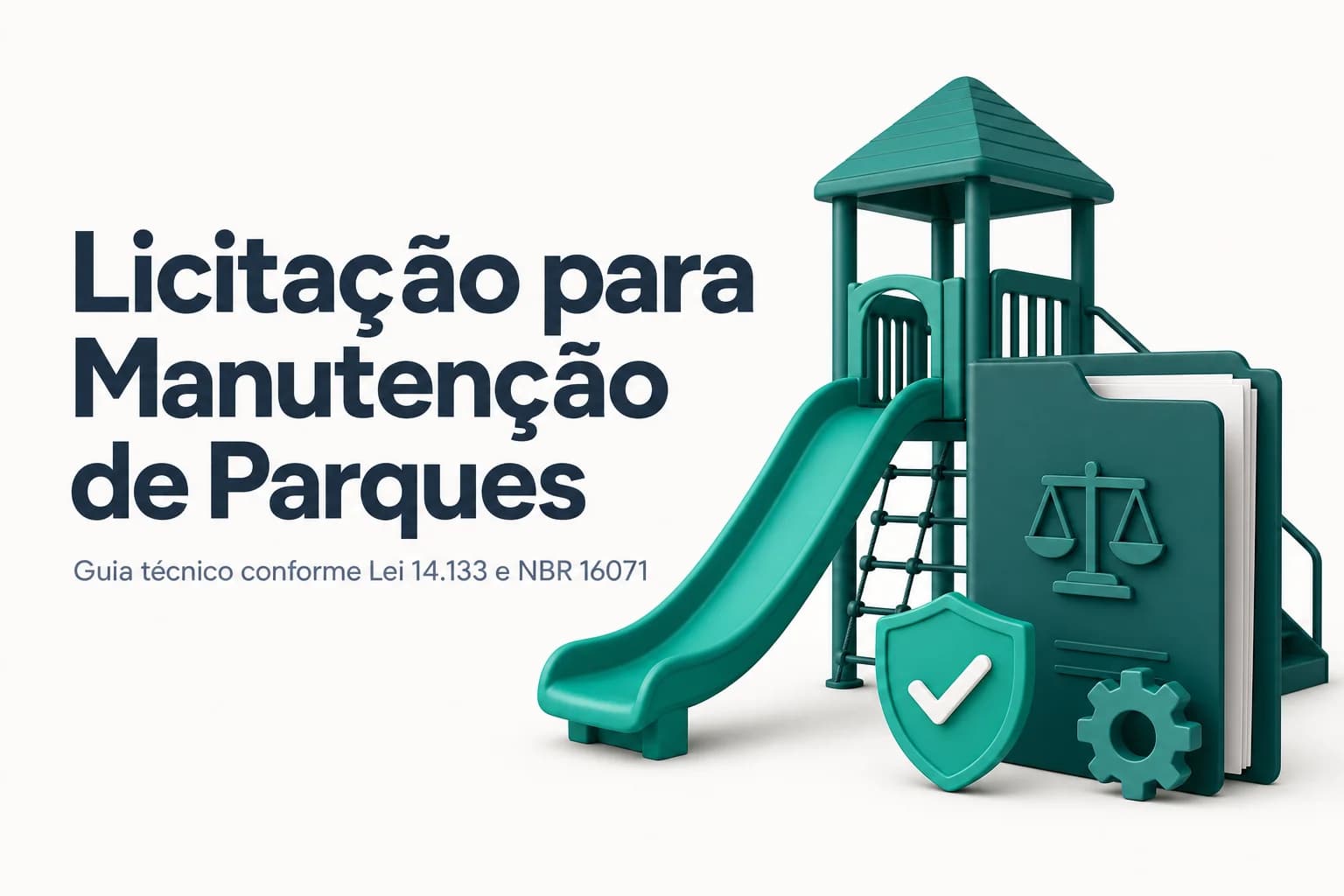 Parque público com gramado, árvores, playground e bancos