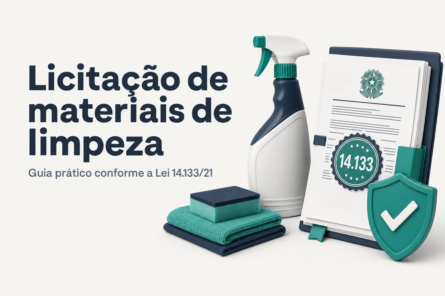 Materiais de limpeza e higienização empilhados em estoque, com destaque para produtos saneantes e embalagens recicláveis.