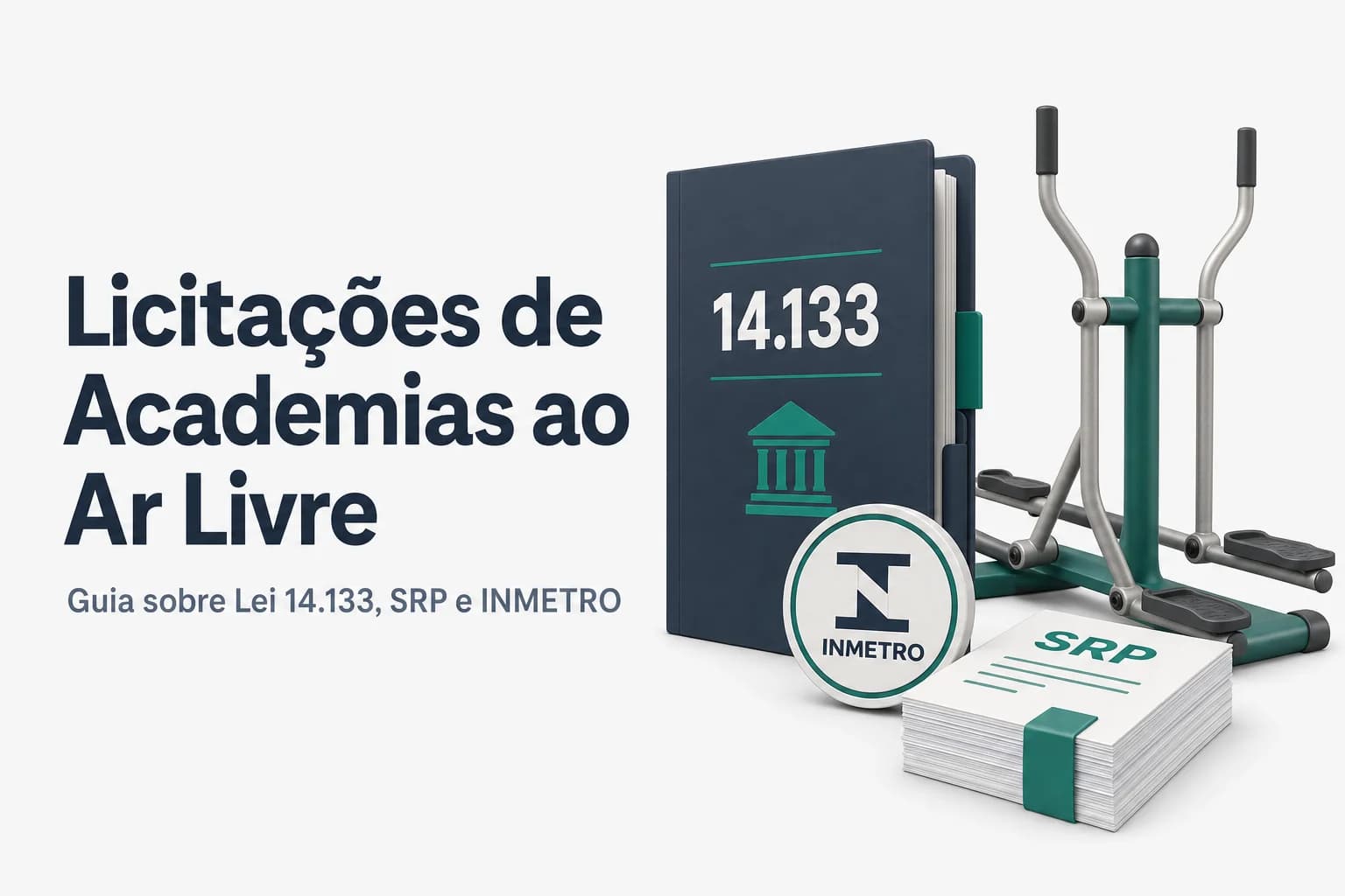 Equipamentos de ginástica ao ar livre instalados em parque público durante processo licitatório