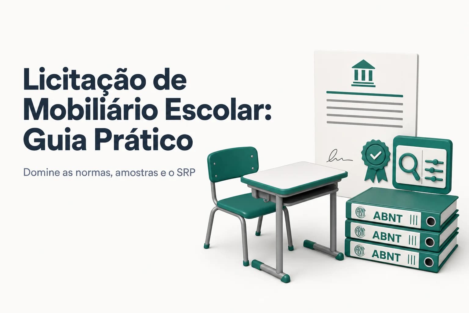 Carteiras e cadeiras escolares em sala de aula, com lousa ao fundo.