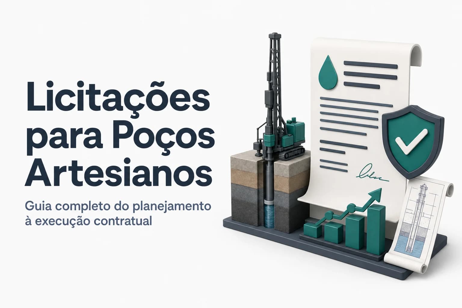 Licitação para perfuração de poços artesianos: guia com planejamento, modalidade, habilitação e execução.