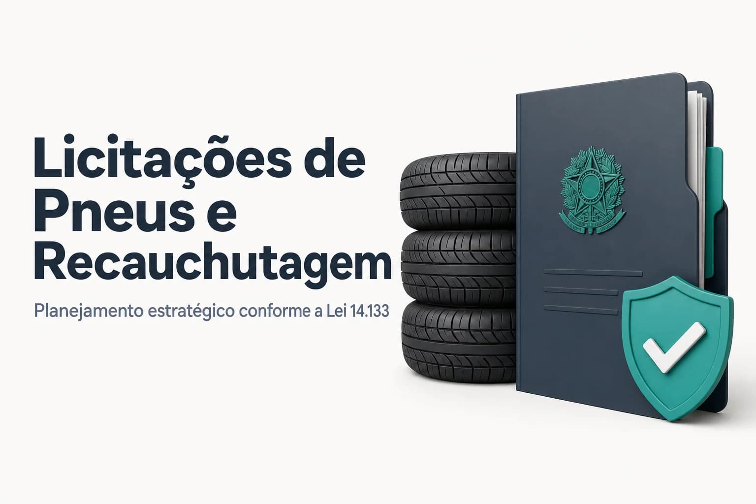 Imagem ilustrativa de pneus de veículo público e documentos de licitação