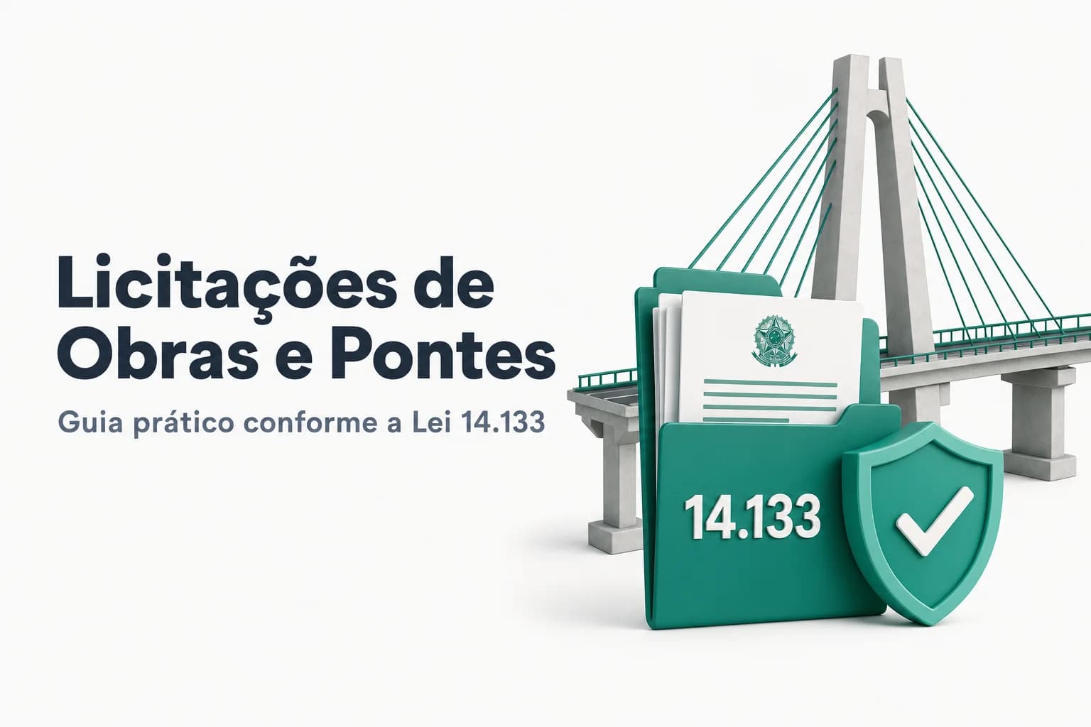 Ilustração de ponte em construção com equipe de engenharia e guindaste