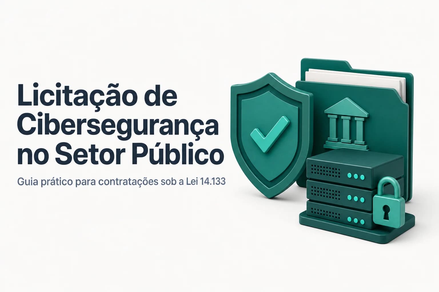 Ilustração de um cadeado digital com gráficos de licitação, representando segurança da informação em contratações públicas.