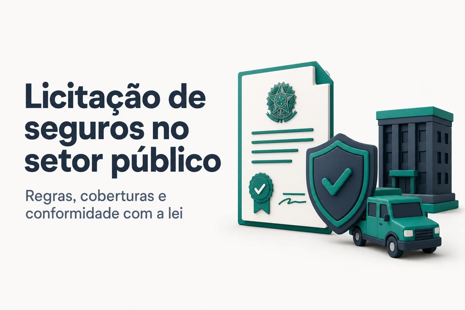 Ilustração de uma apólice de seguro e um documento de licitação sobre uma mesa.