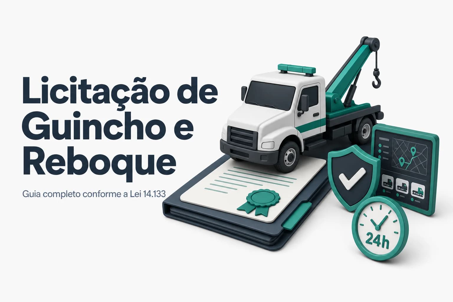 Caminhão guincho rebocando um carro em rodovia, ilustrando serviço de remoção de veículos para órgão público.