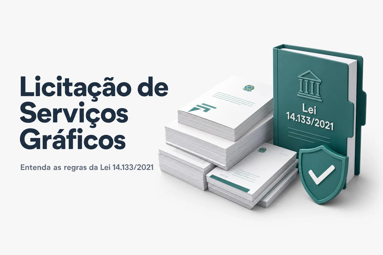 Pilha de impressos oficiais e documentos gráficos sobre mesa de escritório