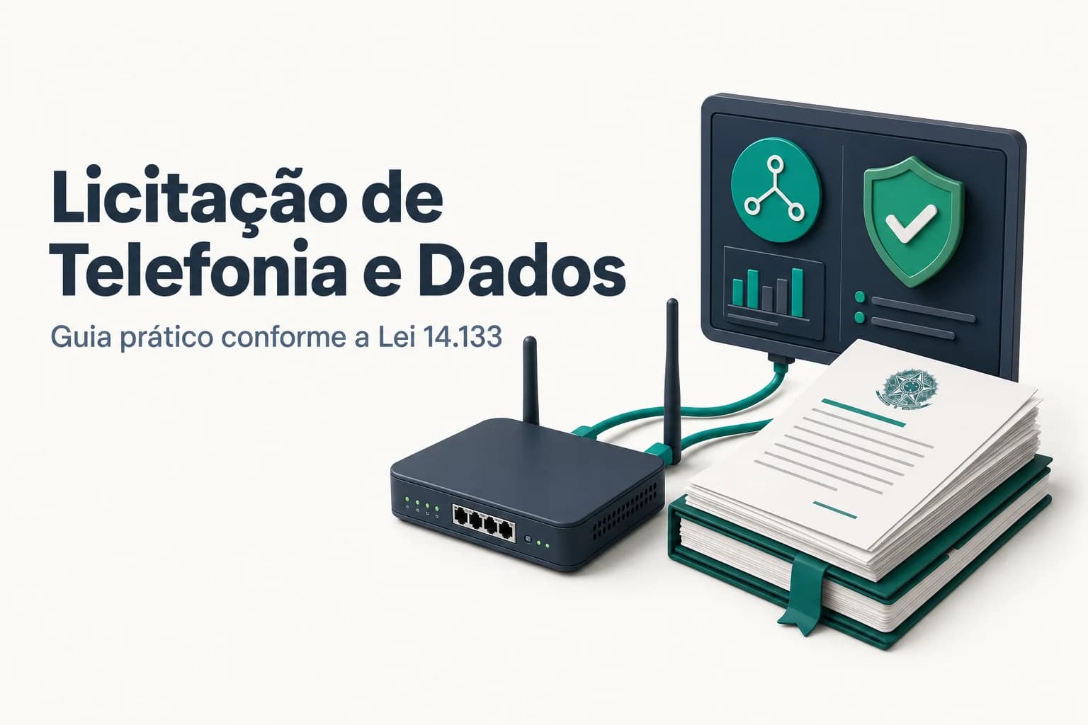 Ilustração de contratação de serviços de telefonia e internet para governo