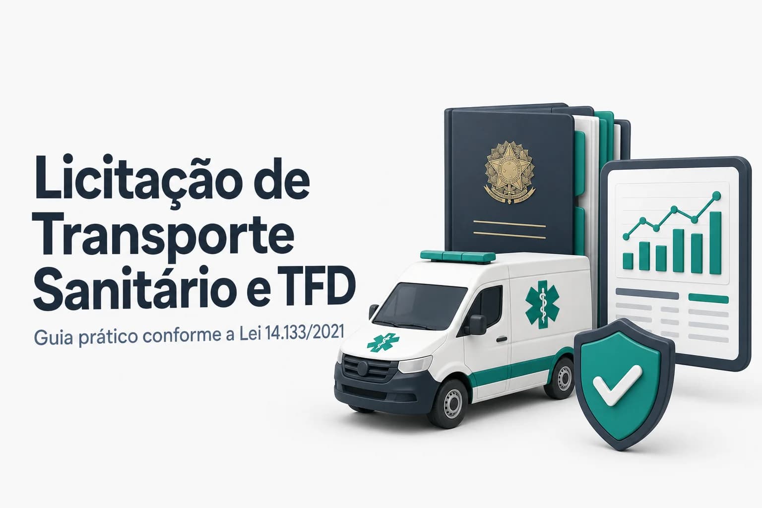 Ambulância adaptada para transporte sanitário eletivo estacionada em frente a um hospital público.