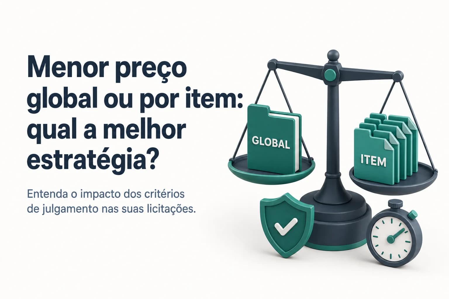 Ilustração comparando licitação por item (vários itens independentes) e licitação por lote (um bloco único).