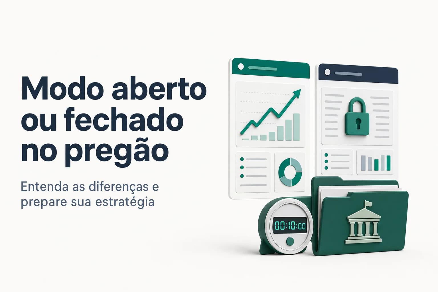 Comparação entre modos de disputa aberto e fechado no pregão eletrônico, com destaque para regras e preparação