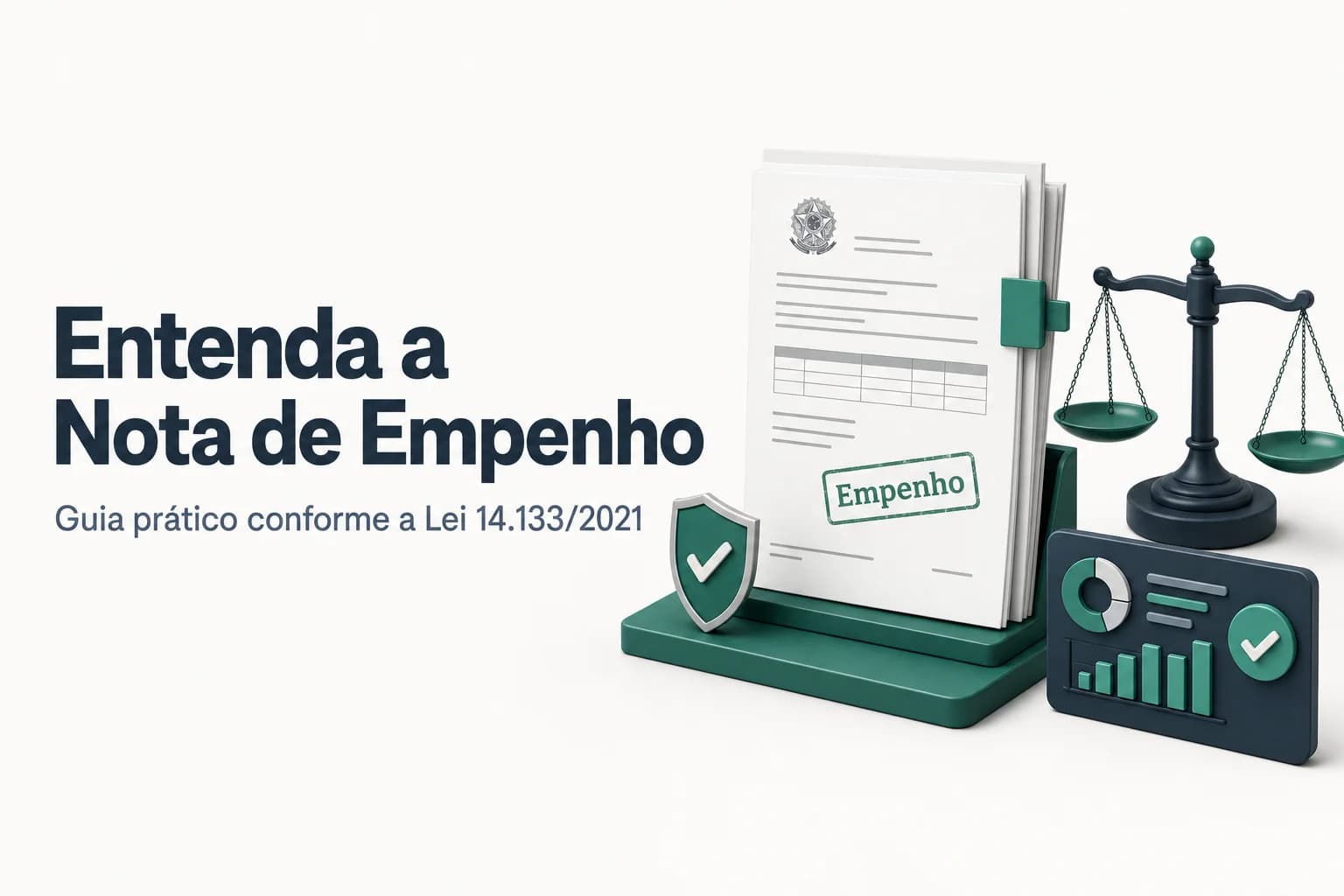 Documento de nota de empenho e contrato público sobre licitações