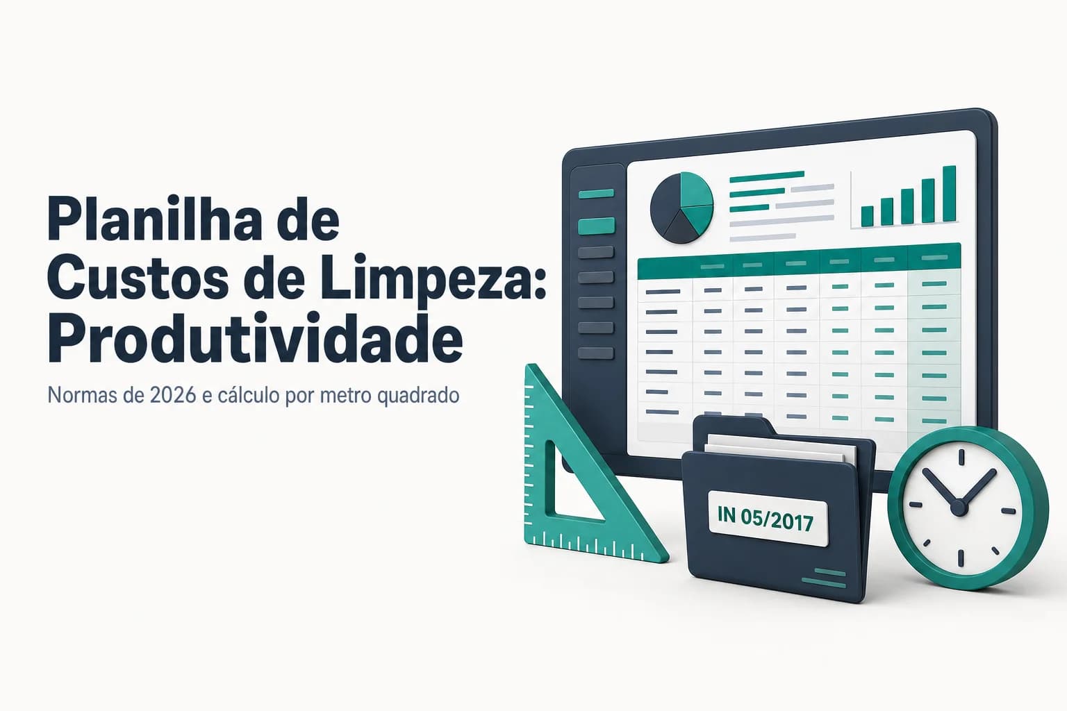 Planilha de custos de limpeza e conservação com produtividade por metro quadrado para licitações públicas em 2026.