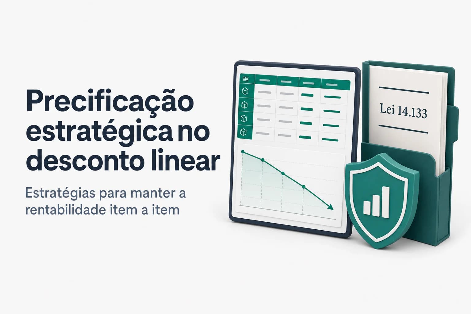 Gráfico de barras mostrando margens individuais após aplicação do desconto linear em cinco itens de uma planilha orçamentária