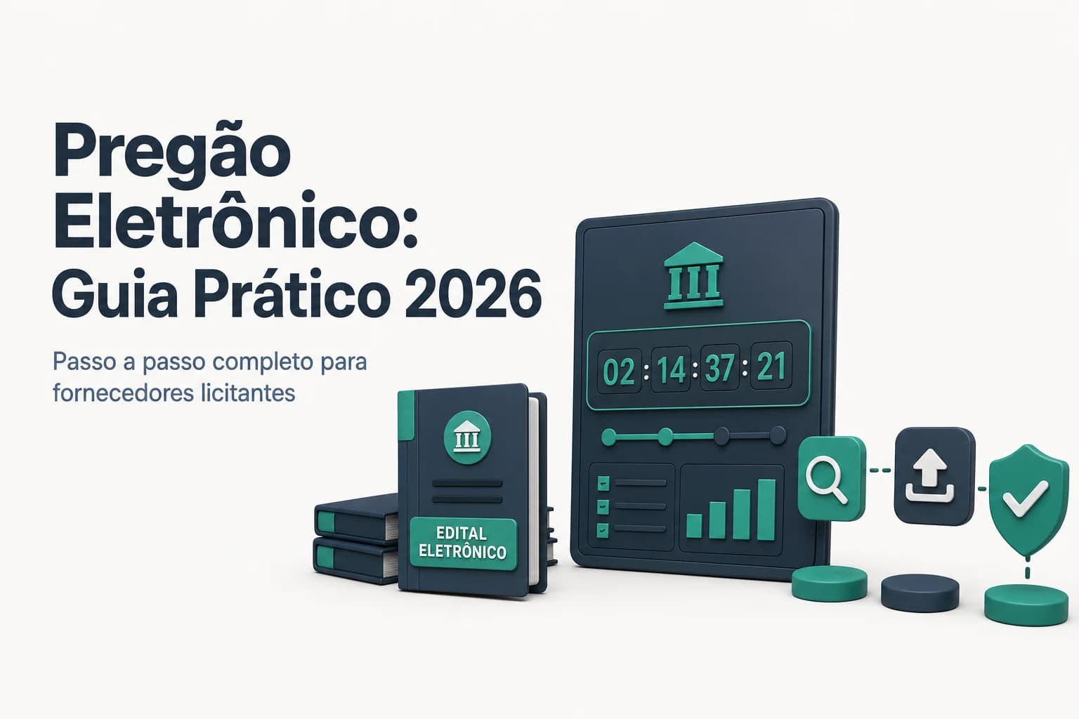 Ilustração de um fornecedor utilizando o sistema Compras.gov.br para dar lances em um pregão eletrônico em 2026.