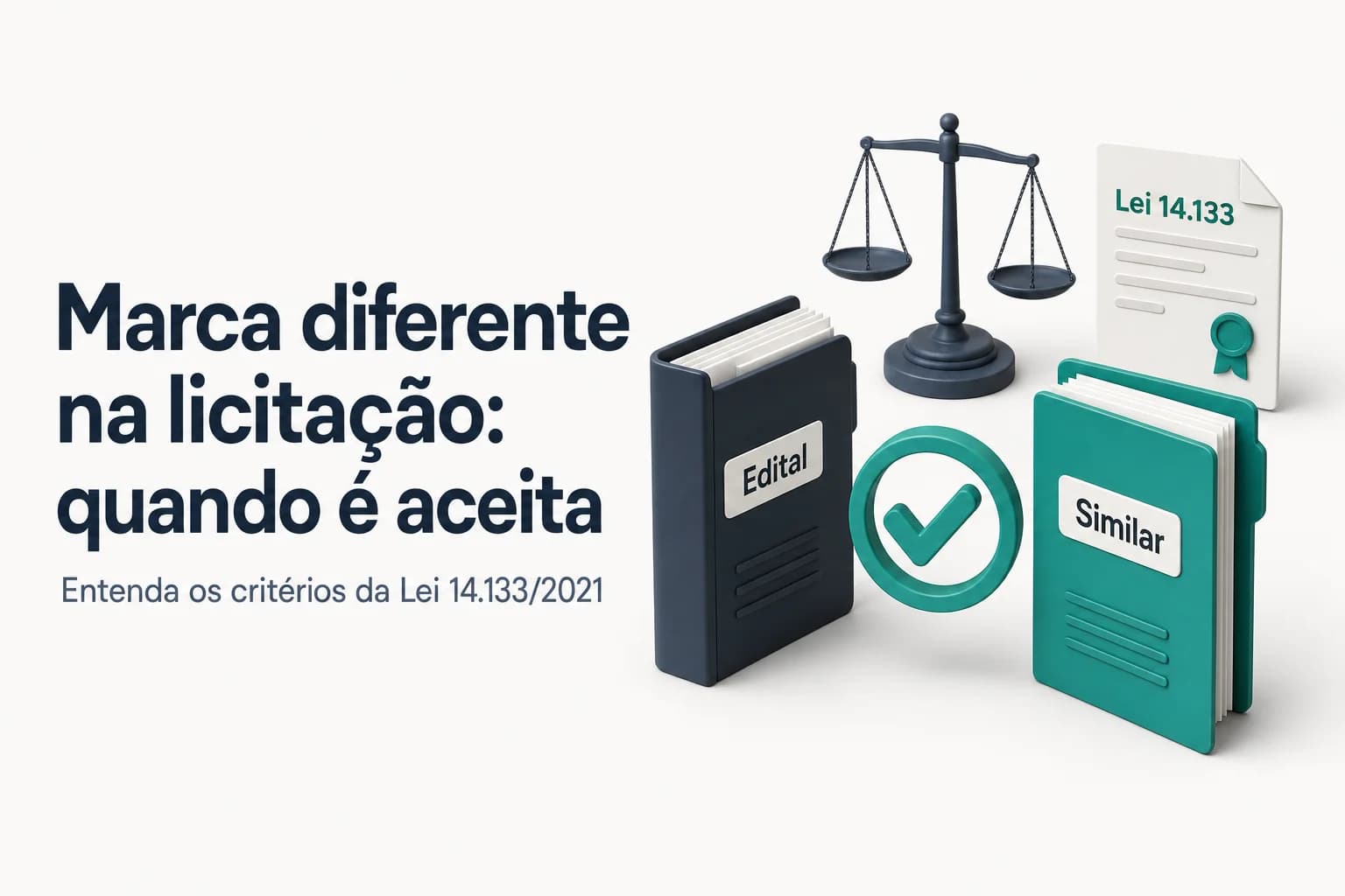 Ilustração de editais e documentos legais sobre substituição de marcas em licitações públicas.