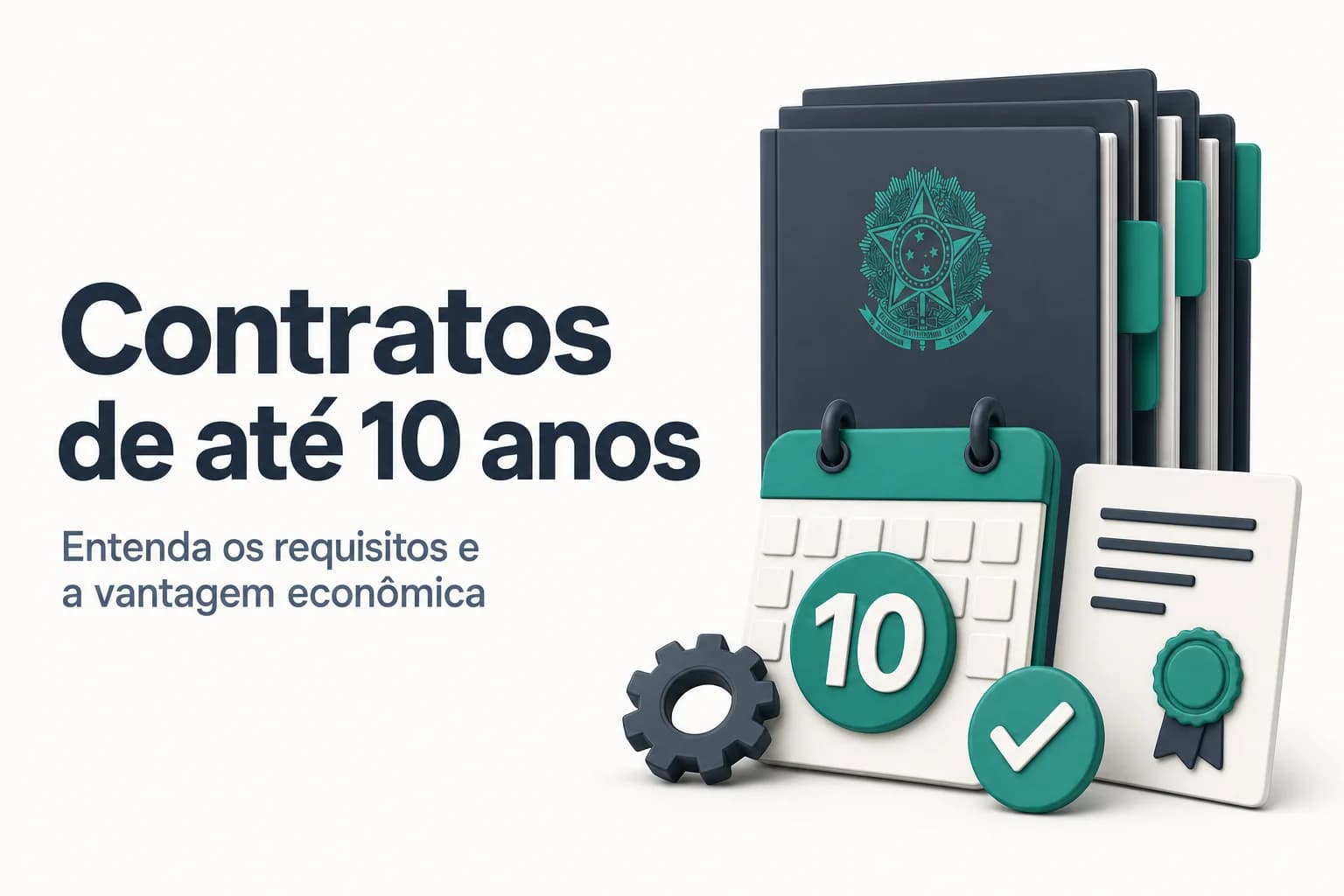 Ilustração de um cronograma com marcos de vigência de contratos contínuos até 10 anos