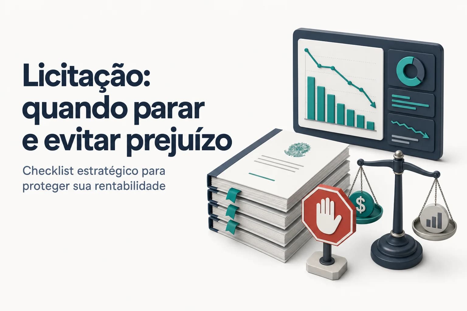 Ilustração de gráfico de margem decrescente com mão se afastando de um edital