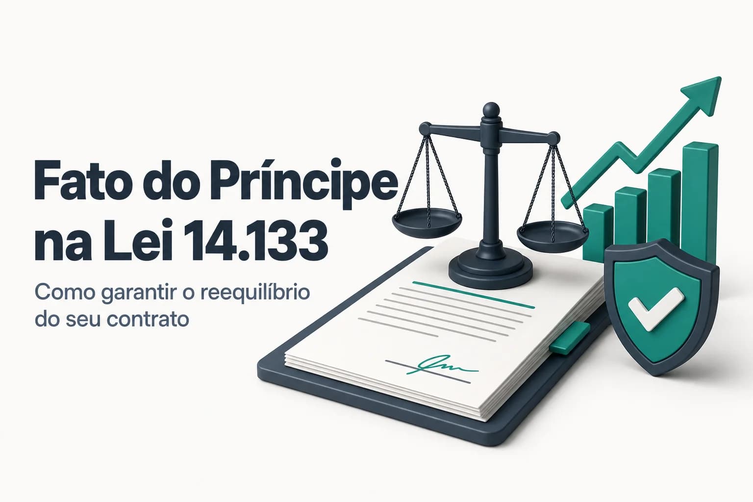 Imagem ilustrativa de um contrato sendo ajustado com a indicação legal do fato do príncipe na Lei 14.133/2021