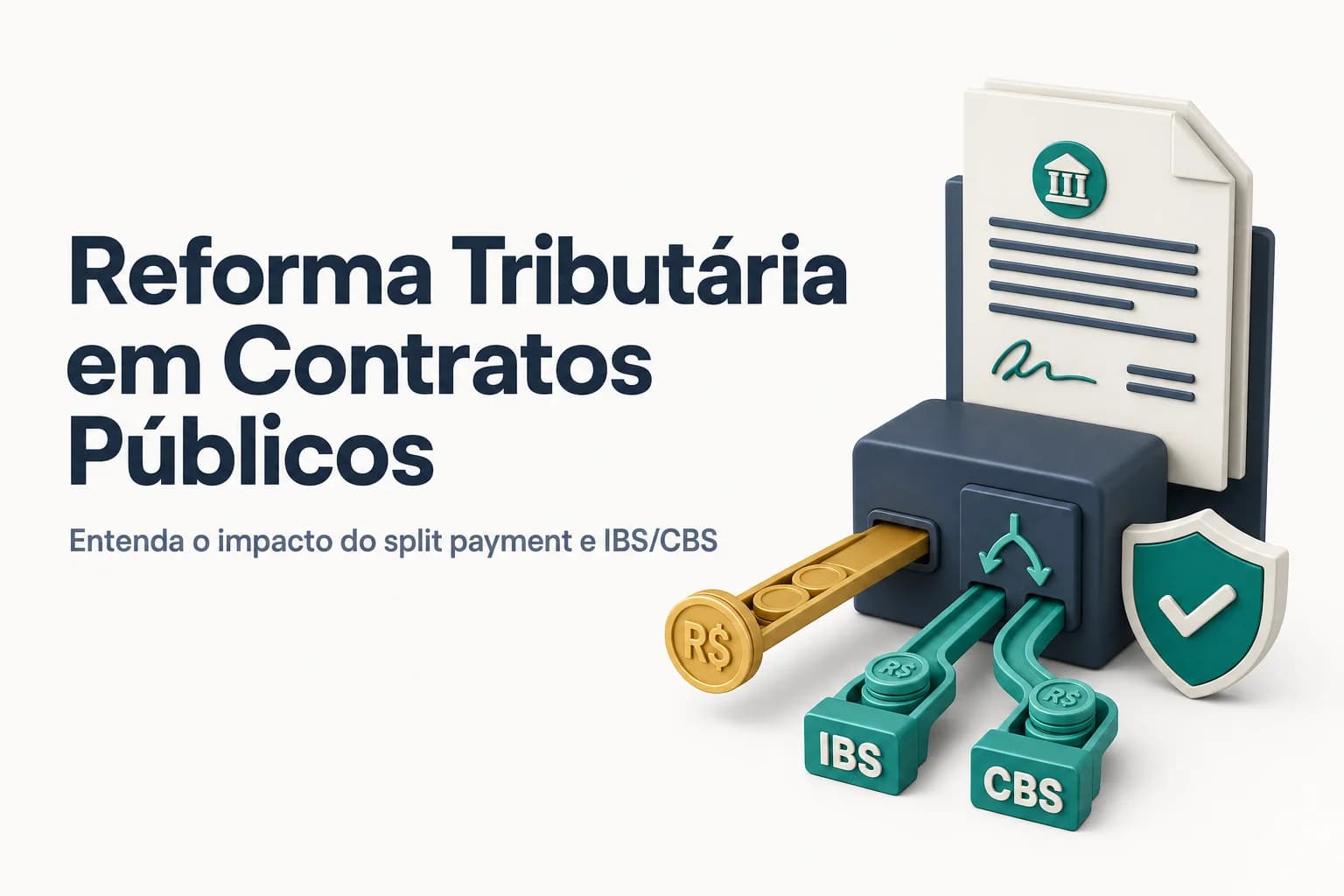 Gráfico ilustrando o fluxo do split payment entre fornecedor, administração pública e Receita Federal.