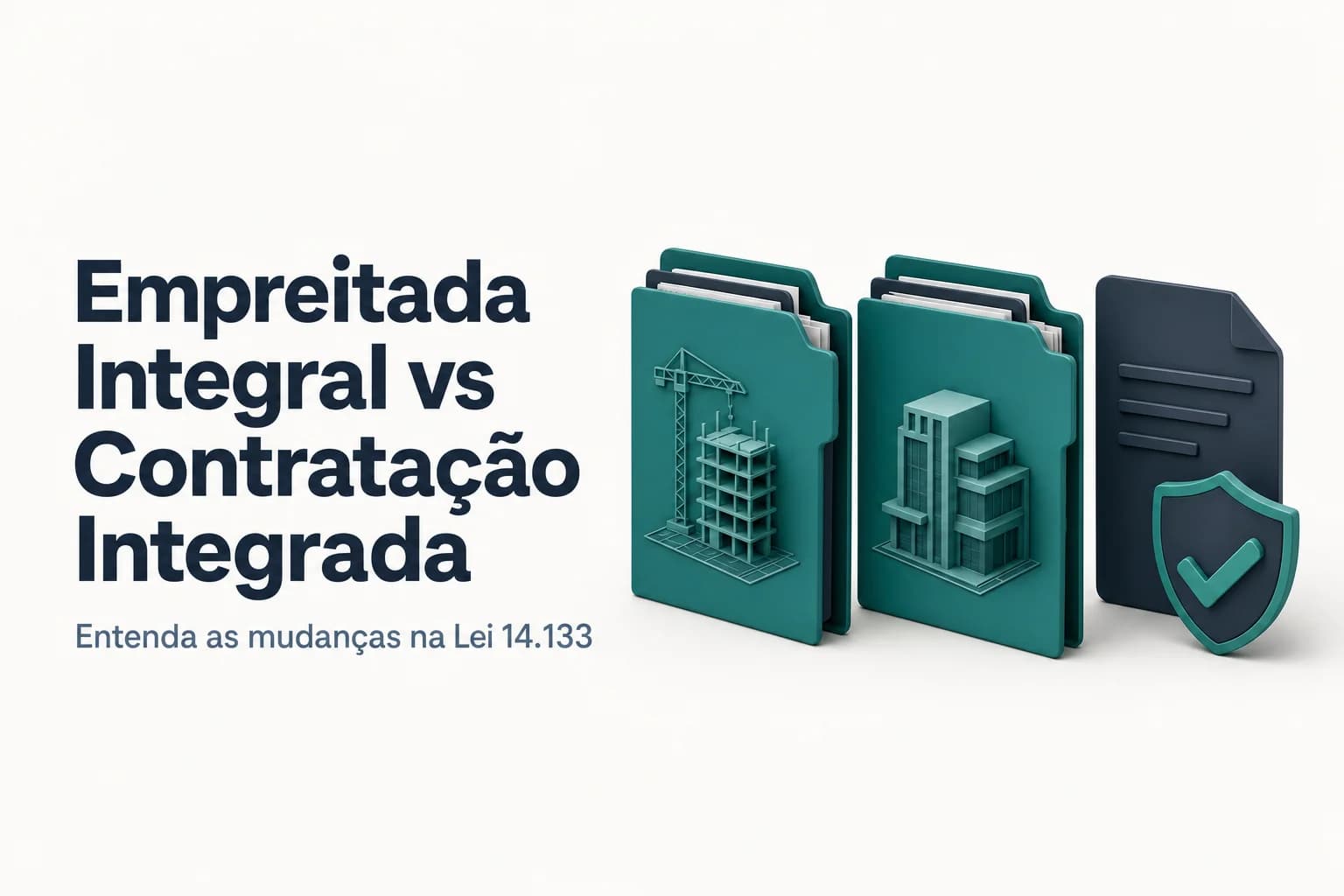 Comparação entre empreitada integral e contratação integrada na Lei 14.133/2021 — regimes de execução de obras públicas.