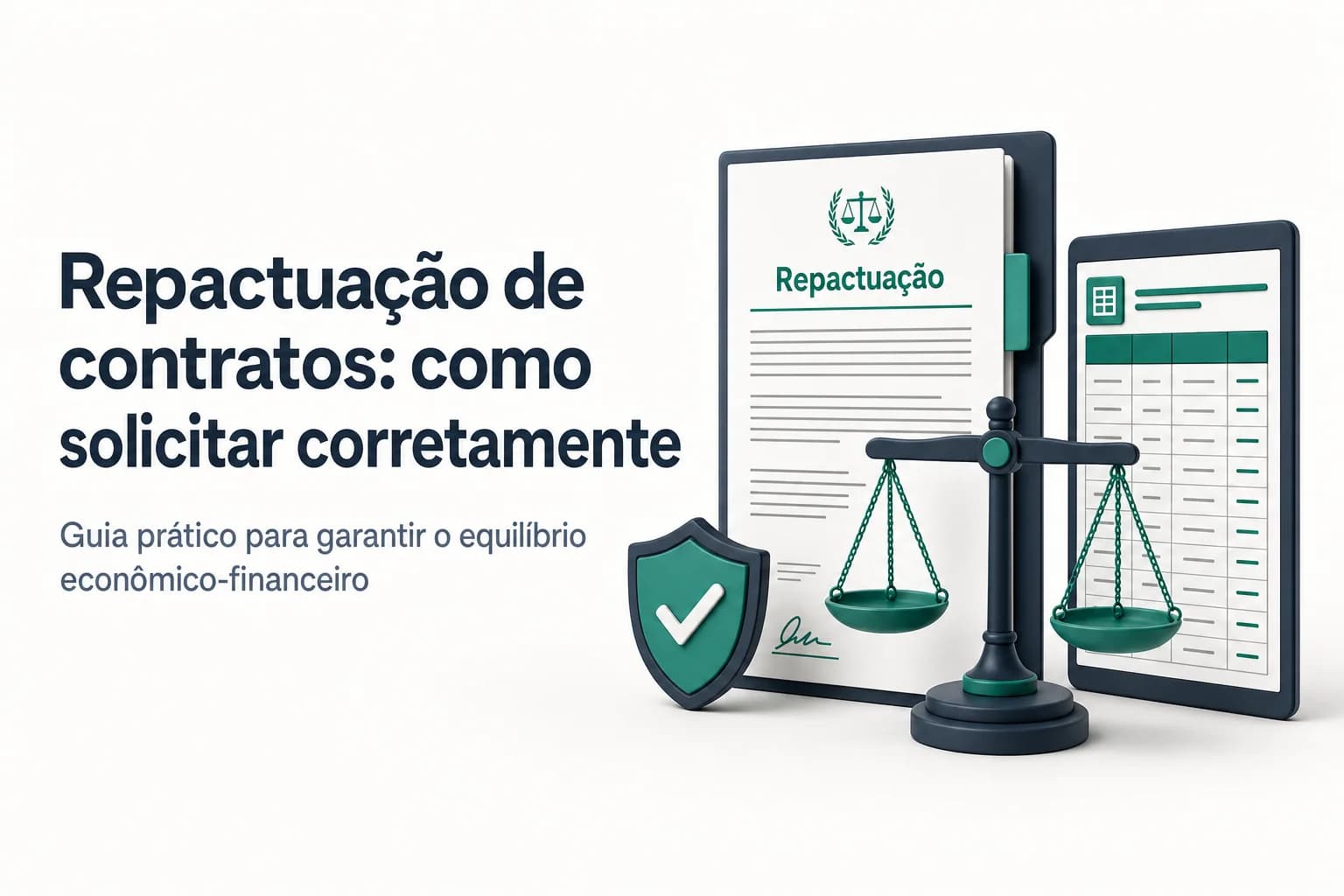 Documento de contrato com cláusula de repactuação e planilha de custos sobre a mesa