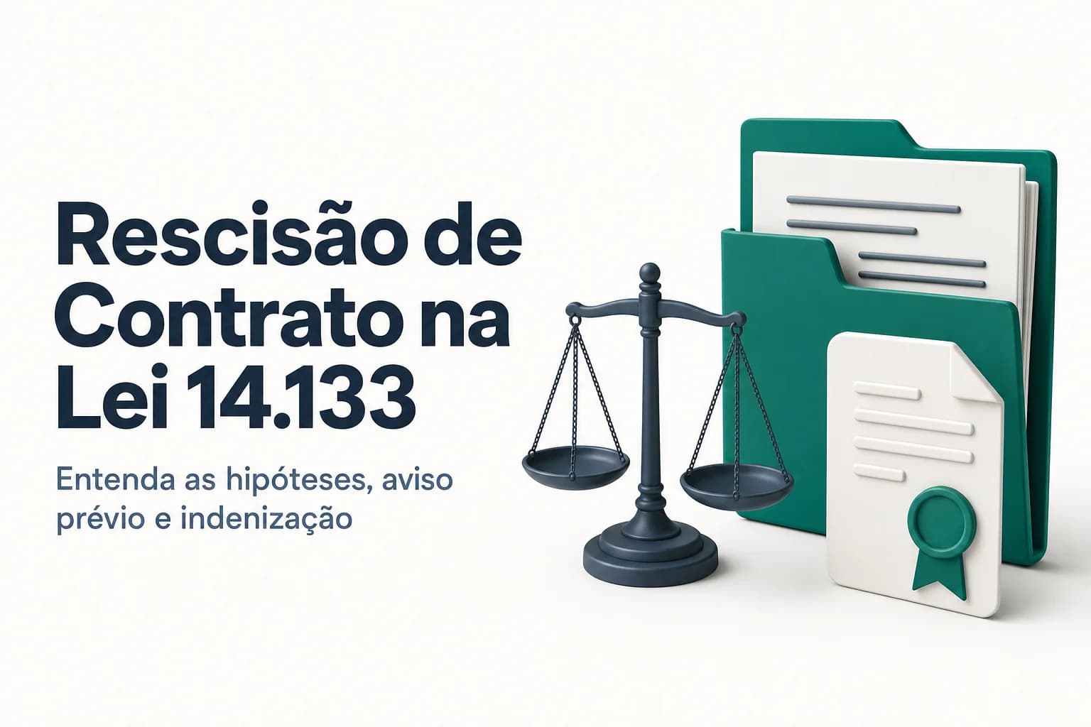 Gráfico ilustrando as quatro formas de extinção de contrato administrativo na Lei 14.133/2021 com ícones