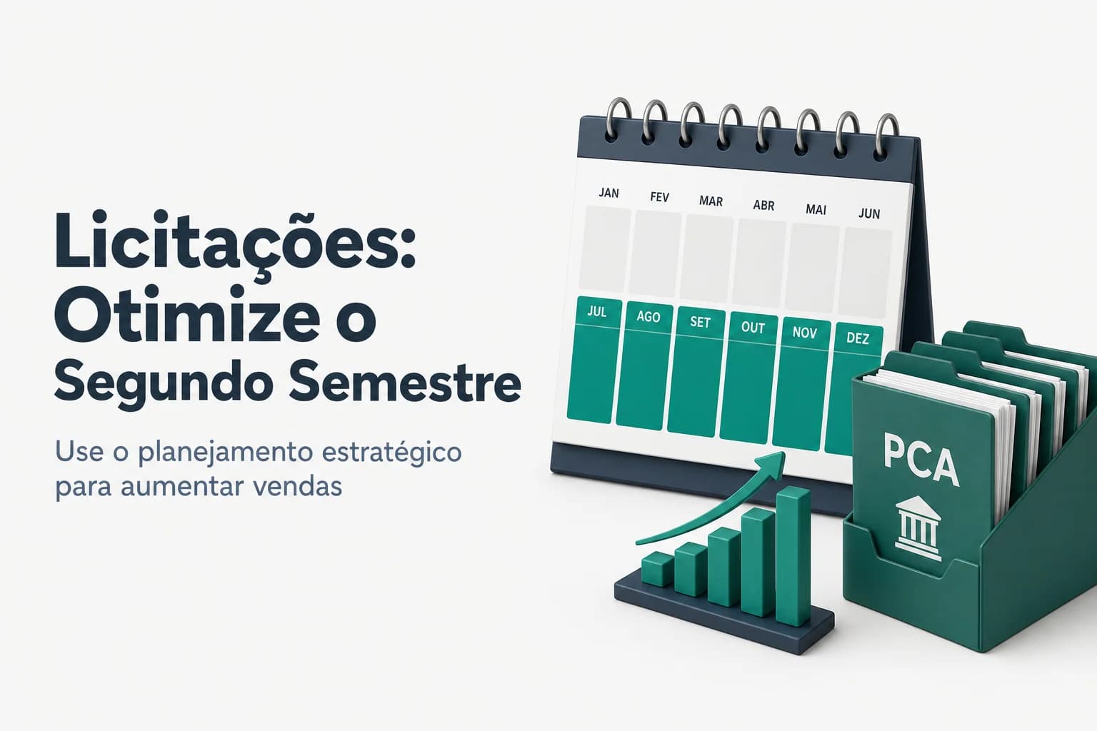 Calendário anual com picos de licitações destacados no segundo semestre