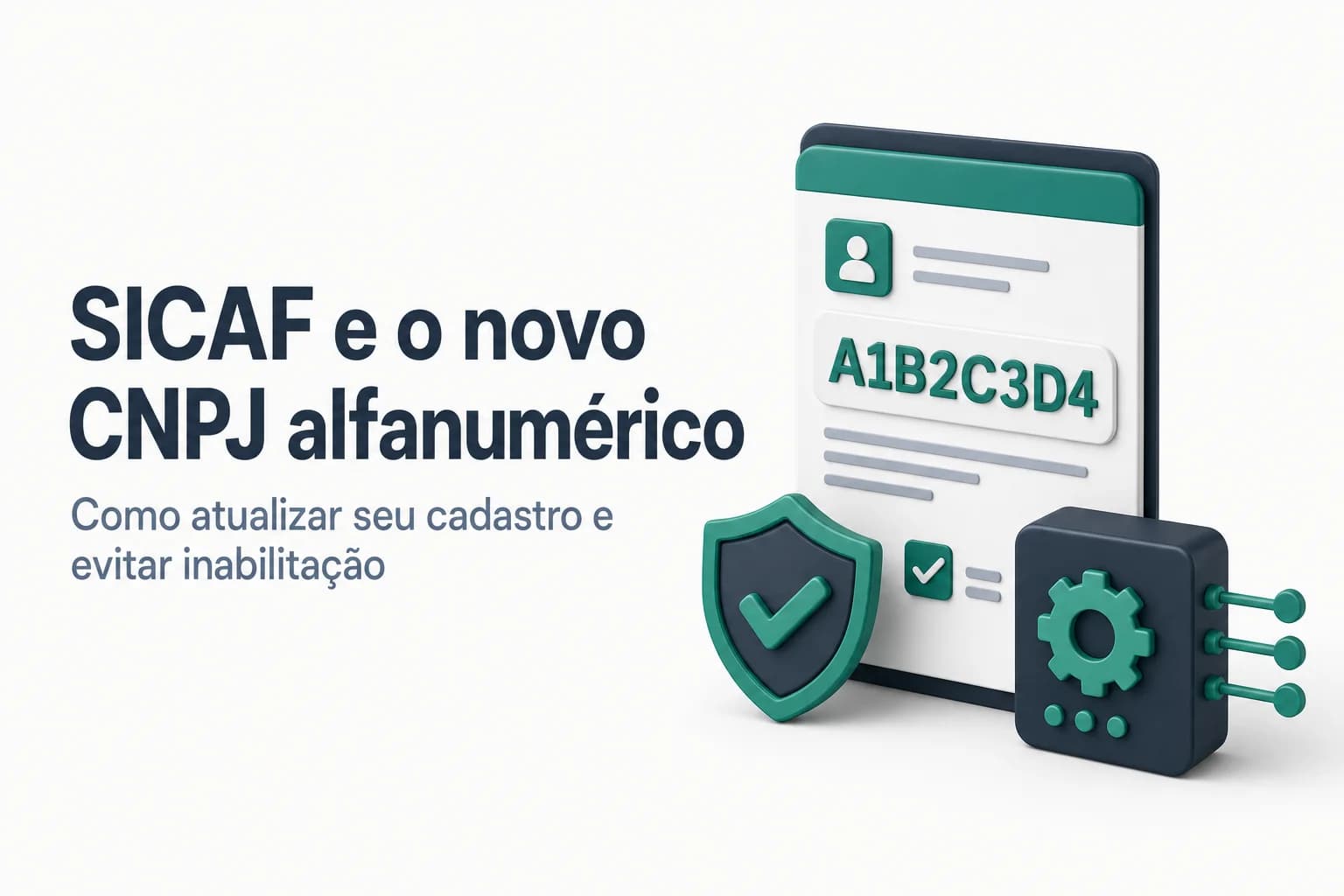 Tela do sistema SICAF com destaque para o campo de CNPJ e o novo formato alfanumérico