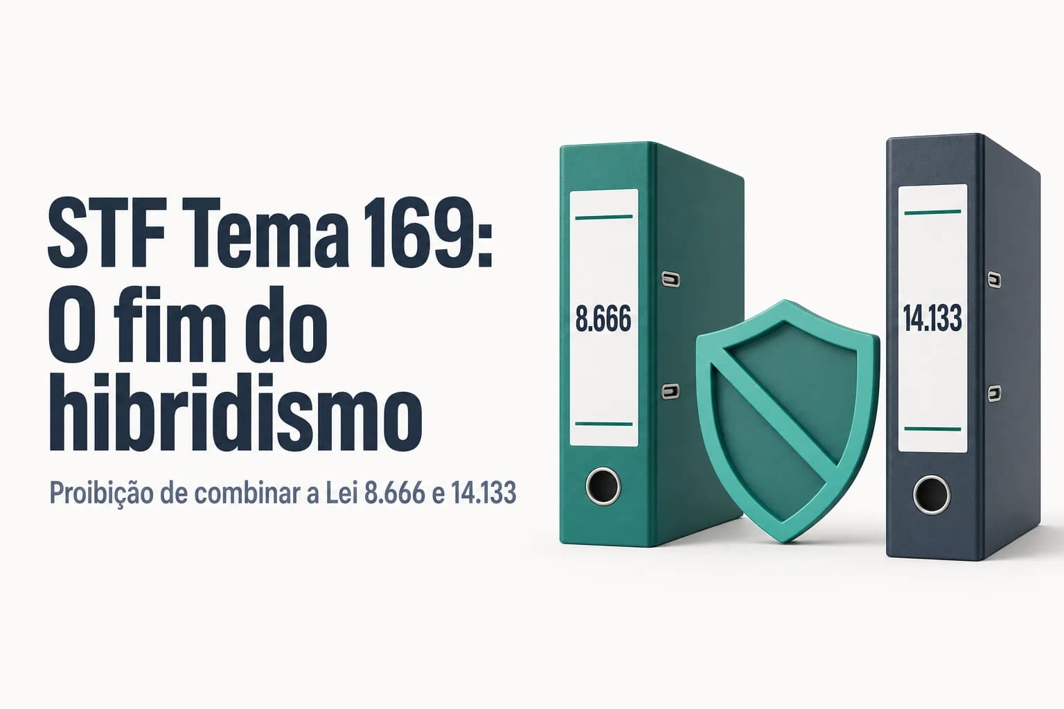 Ilustração do STF Tema 169 com ícones de leis e a proibição de combinar normas