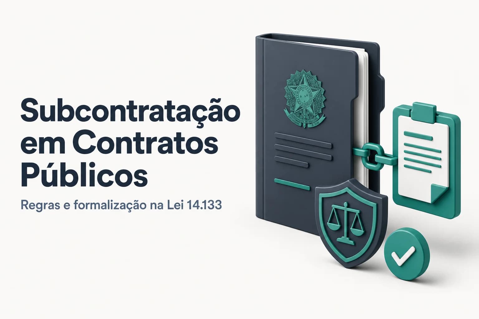 Ilustração de um contrato público com destaque para a cláusula de subcontratação de serviços.