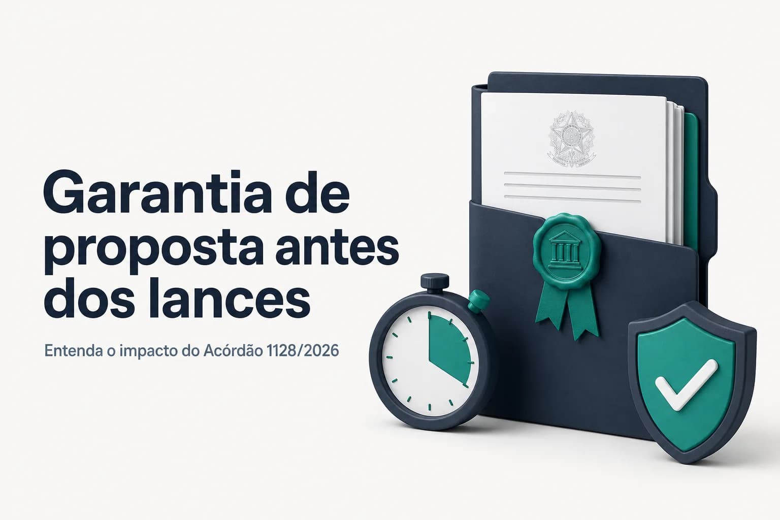 Documento oficial com selo do TCU e moedas, representando a garantia de proposta em licitações públicas.